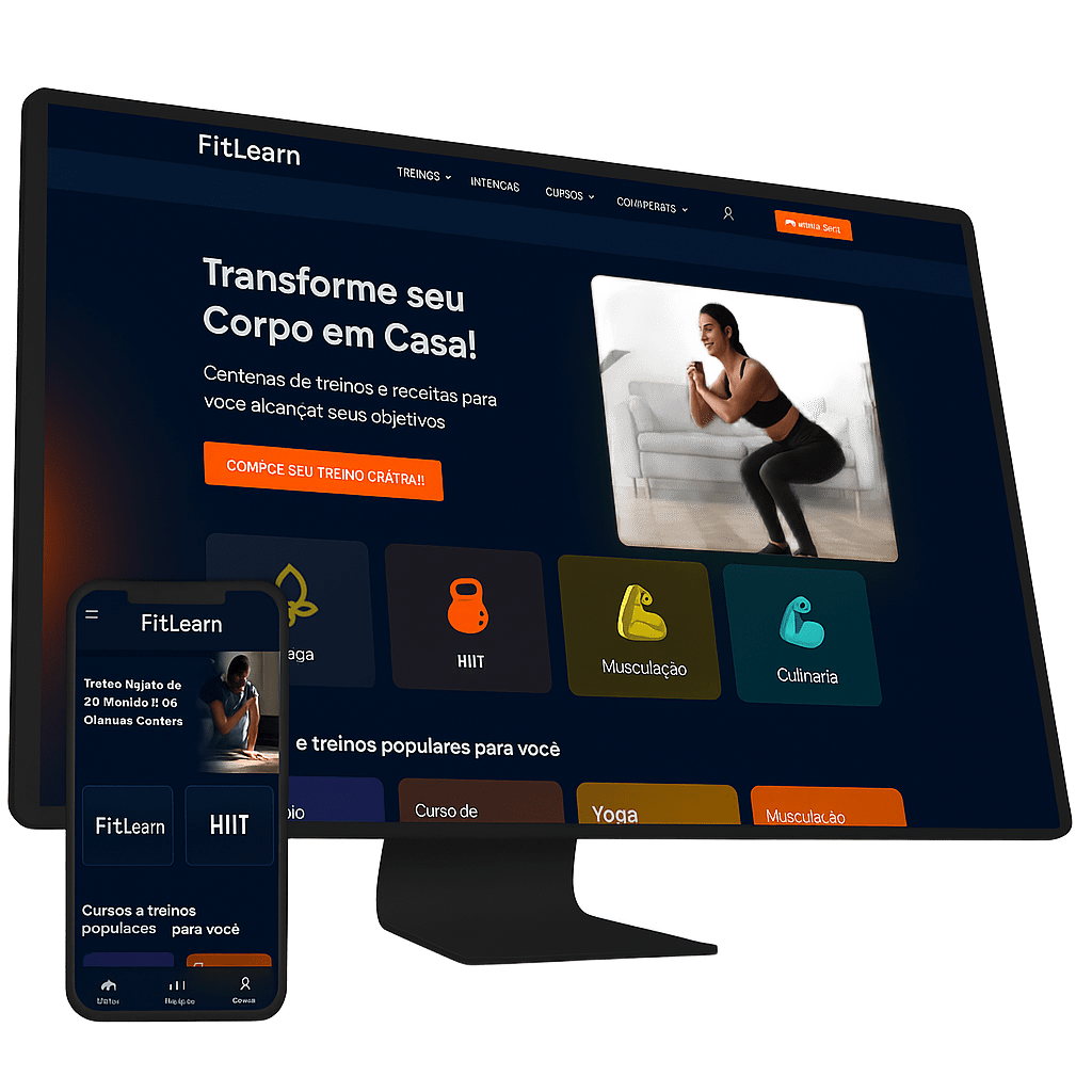 Um monitor e um celular com o FitLearn aberto
