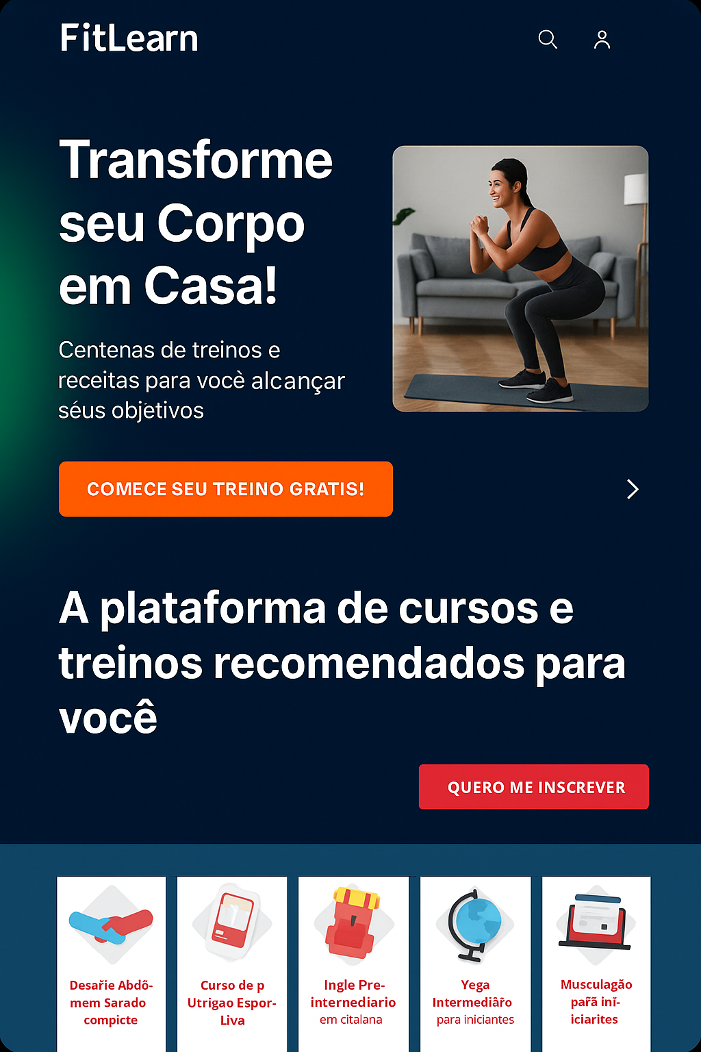 Um celular com o FitLearn aberto